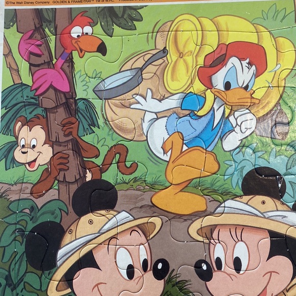 Vintage Disney Golden Frame Tray Puzzles Mickey Mouse & Pinocchio - Picture 5 of 15